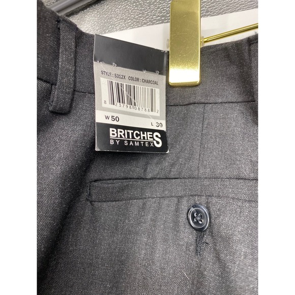 Britches by Samtex Mens Charcoal Dress Pants W50 L30 Style 5312X New with Tags - Picture 3 of 4